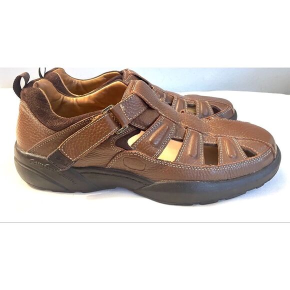 Dr. Comfort Fisherman Sandals Brown Padded Collar Hook Loop Leather Men’s 12 M main image 5